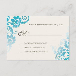 Classy Ombre Shades of Teal Wedding RSVP Card