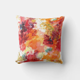 Classy Orange Red Floral Abstract Watercolor Throw Pillow