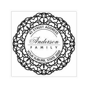 CLASSY ORNATE CUSTOM FAMILY NAME RETURN ADDRESS SELF-INKING STAMP