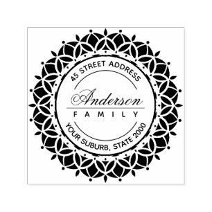 CLASSY ORNATE CUSTOM FAMILY NAME RETURN ADDRESS SELF-INKING STAMP