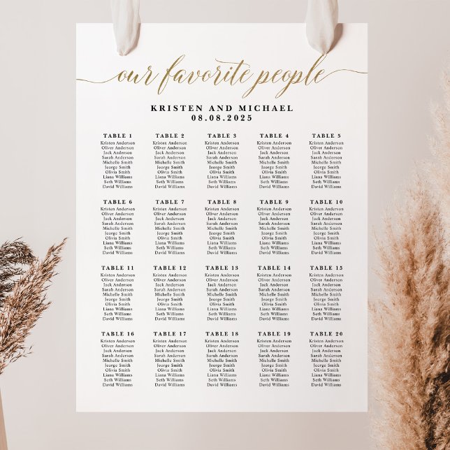 Classy Our Favourite 20 Table Seating Chart  (Creator Uploaded)