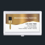 Classy Painter Modern Design Business Card Holder<br><div class="desc">Classy professional painter business card case design with gold coloured design elements and simple layout that includes a classy paint brush symbol that adds a touch of class to the design. Created for a house painter or paint contractor that does residential or commercial painting and coatings.</div>
