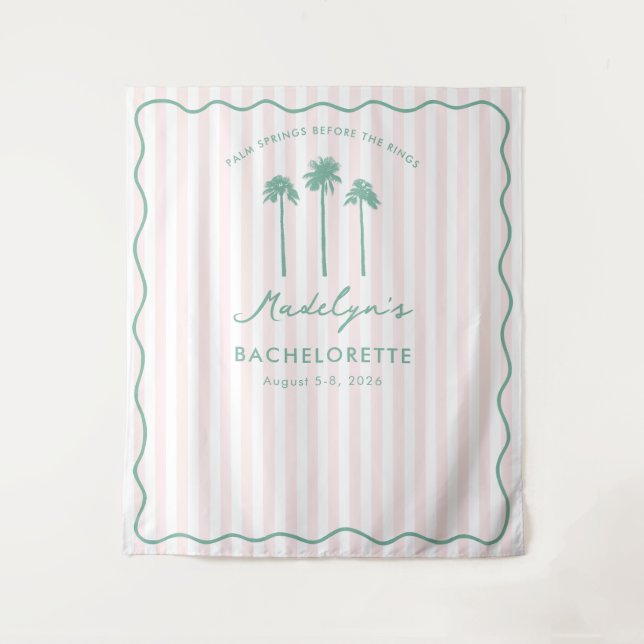 Classy Palm Springs Bachelorette Photo Backdrop Tapestry (Front)
