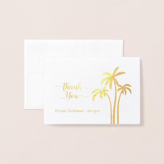 Classy Palm Tree Thank You Foil Card (Front With Envelope)