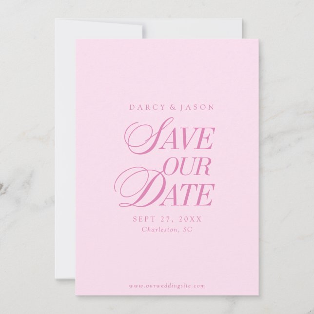 Classy Pastel Pink Elegant Save the Date Card (Front)