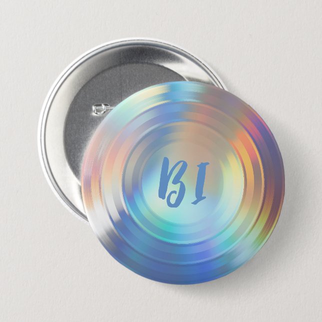 Classy Pastel Rainbow Unicorn Holographic Bisexual 3 Inch Round Button (Front & Back)