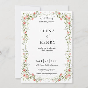 Classy Pastel Wildflower Secret Garden Wedding Invitation