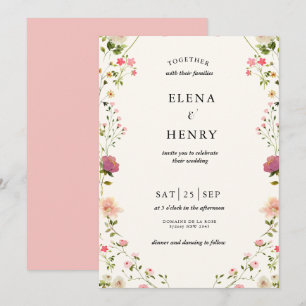Classy Pastel Wildflower Secret Garden Wedding Invitation