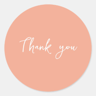 Classy Peach Thank You Business Gift Packaging Classic Round Sticker