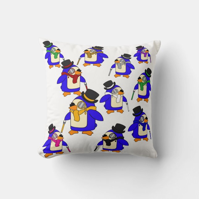 Classy Penguins Throw Pillow (Front)