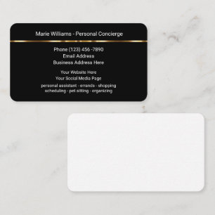 Classy Personal Concierge Upscale Business Cards