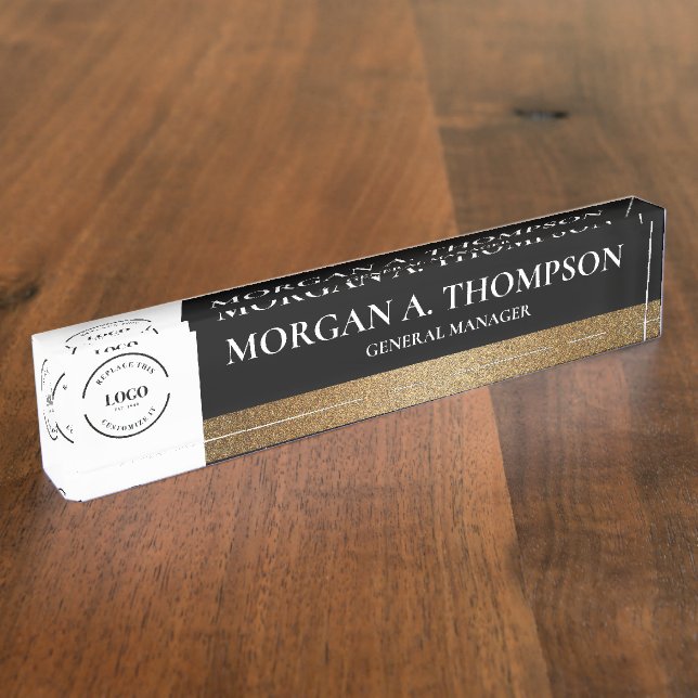 Classy Personalized Gold Corporate Executive Name Nameplate (Side)