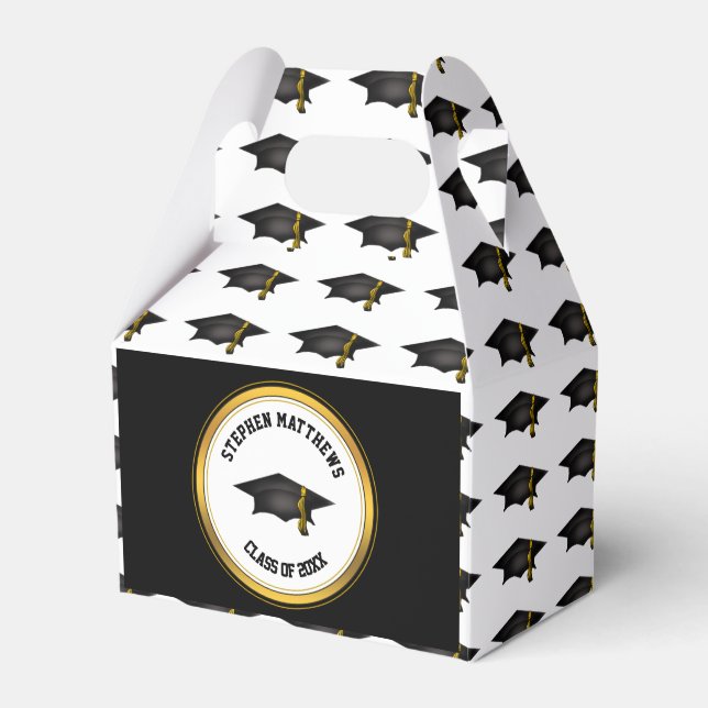 Classy Personalized Graduation Cap and Tassel Favor Box (Front Side)