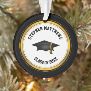 Classy Personalized Graduation Cap and Tassel Ornament