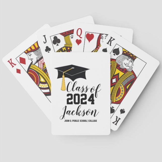 Classy Personalized Graduation Cap and Tassel Playing Cards (Back)