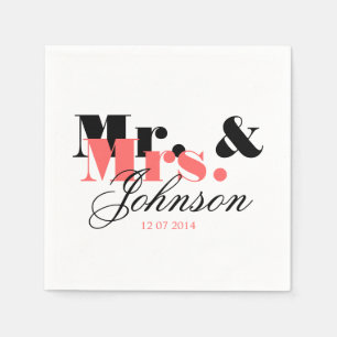 Classy personalized Mr and Mrs wedding napkins