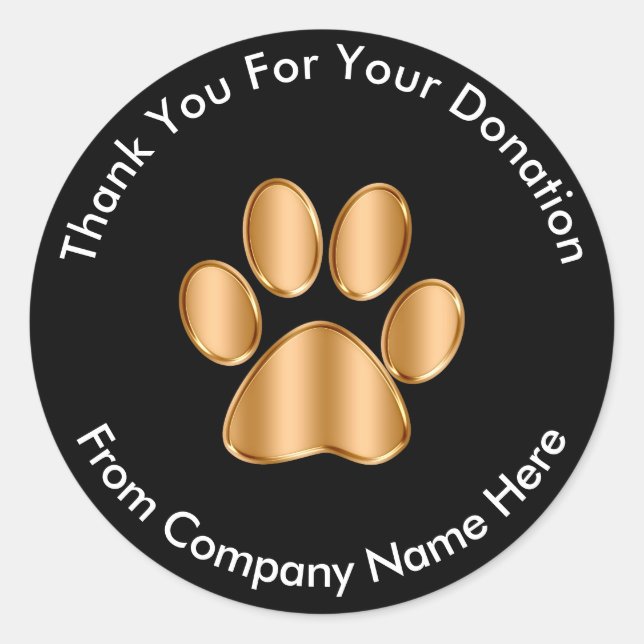 Classy Pet Donation Logo Thank you Stickers (Front)