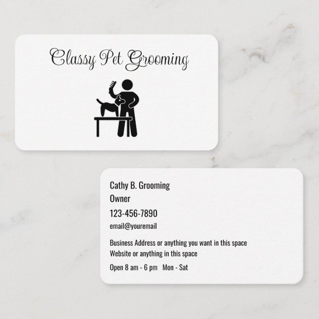 Classy Pet Grooming Unique Business Cards (Front/Back)