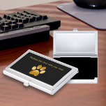 Classy Pet Theme Business Card Case<br><div class="desc">Classy pet them business card case with cool looking gold dog paw symbol, text you can personalize and make your own, and background colour you can change if you want to. Designed as a business card holder for a pet sitter, pet service, or veterinarian that wants to make a great...</div>