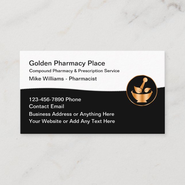 Classy Pharmacy Pharmacist Retail Business Cards (Front)