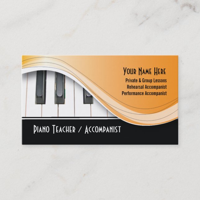Classy Piano Teacher Business Card (Front)