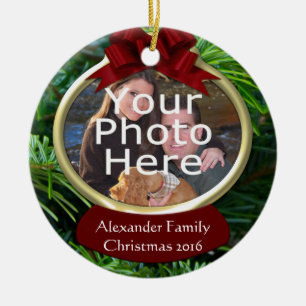 Classy Pine Custom Photo Christmas Ornament