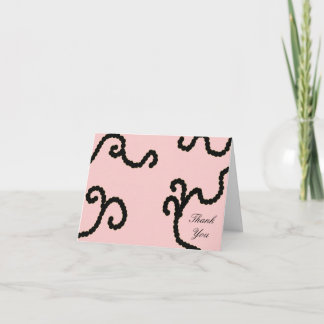 Classy Pink and Black Bead Thank You Card