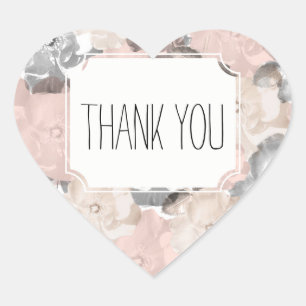 Classy Pink and Black Roses Thank you Heart Sticker