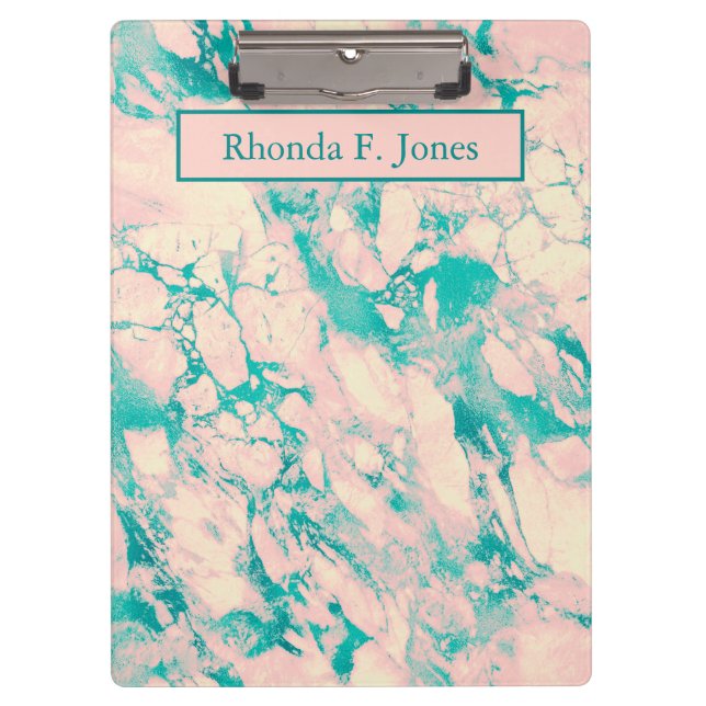 Classy Pink and Blue Marble   Clipboard (Front)