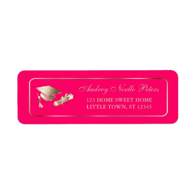 Classy Pink and Gold Graduate Address Labels (Front)