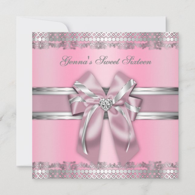 Classy Pink and Silver Invite (Front)