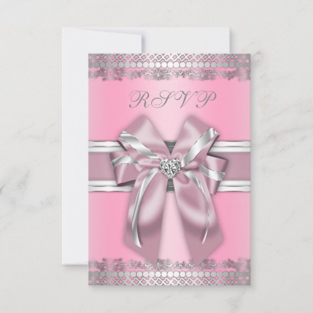 Classy Pink and Silver RSVP (Front)