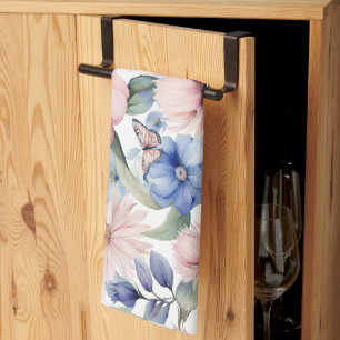 Classy Pink & Blue Flower Bunch Kitchen Towel