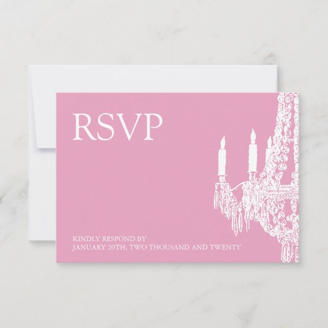 Classy Pink Chandelier RSVP Cards (3.5x5) (Front)