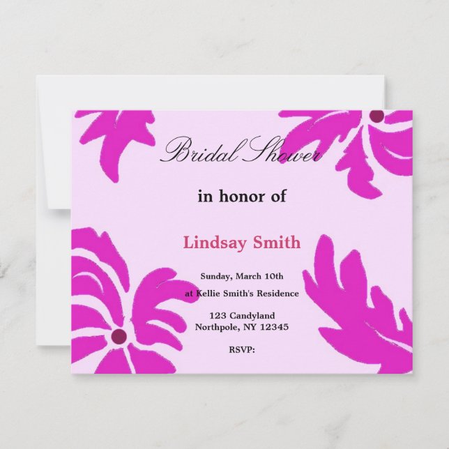 Classy Pink Floral Bridal Shower Invitation (Front)