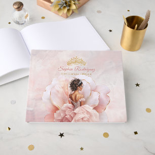 Classy Pink Flower Dress Quinceanera Custom Guest Book