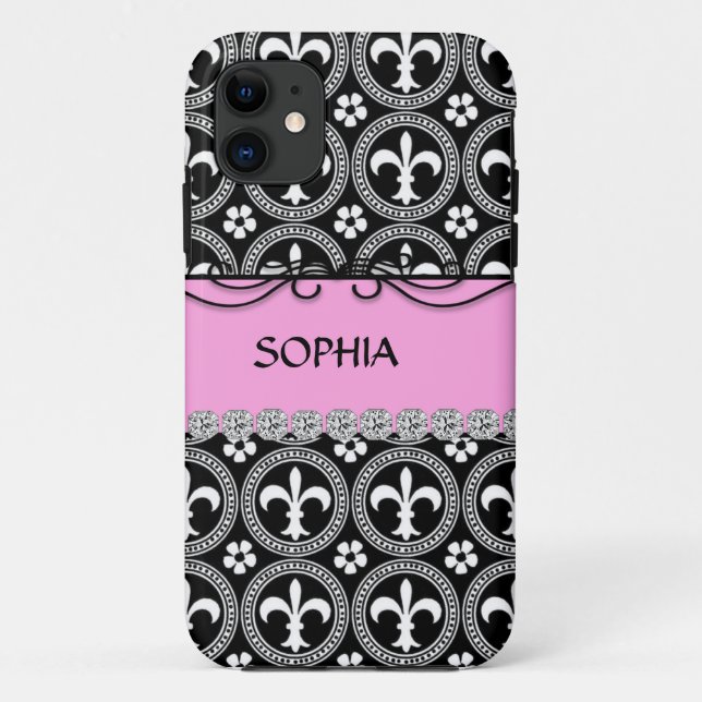CLASSY PINK French Fleur de Lis IPHONE 5 COVER (Back)