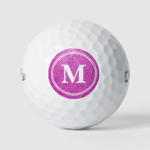 Classy Pink Glitter Sparkly Monogam Personalized Golf Balls