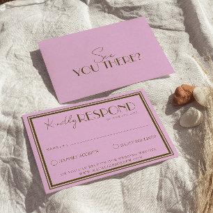 Classy Pink Grassland Old Money Luxury Wedding RSVP Card