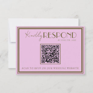 Classy Pink Grassland Old Money QR Code Wedding RSVP Card
