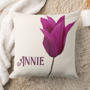 Classy pink tulip A monogram customizable Pillow