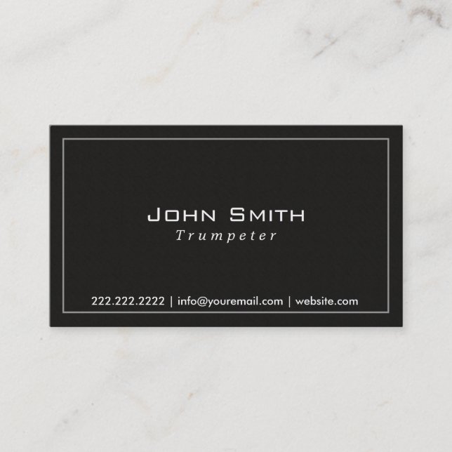 Classy Plain Dark Trumpeter Business Card (Front)