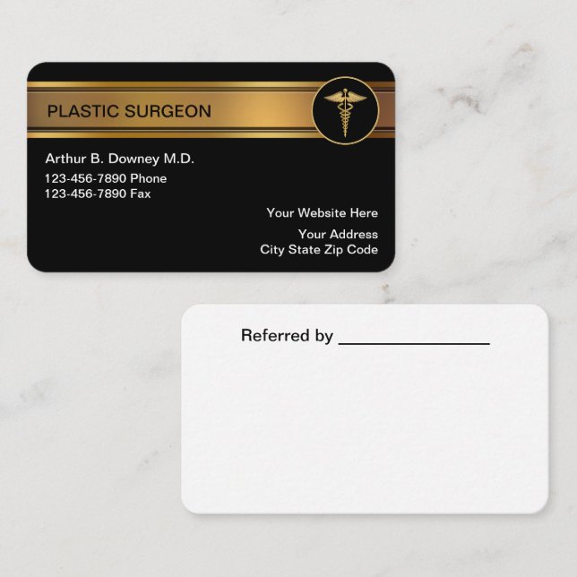 Classy Plastic Surgeon Business Cards  (Front/Back)
