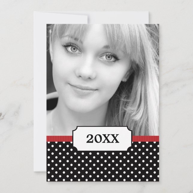 Classy Polka 2 Photo Graduation Announcement (Front)
