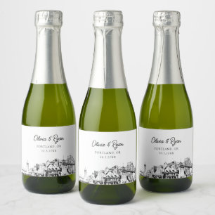 Classy Portland Wedding Favour Custom Mini Sparkling Wine Label