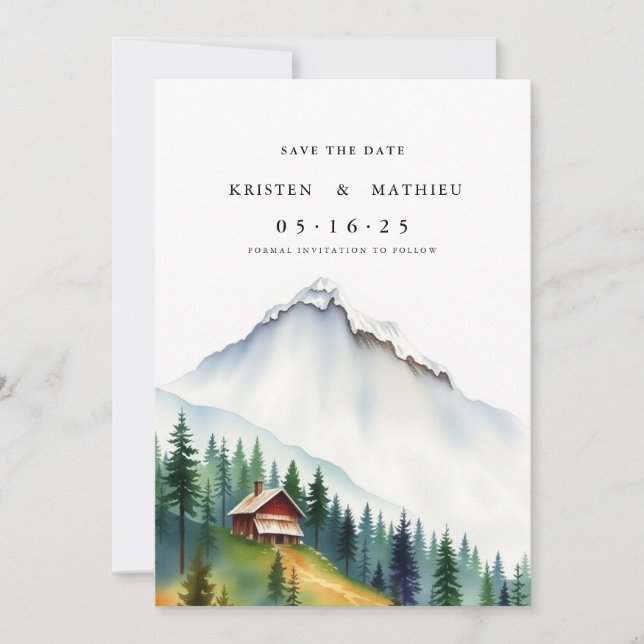Classy Printable Mountain Save The Date (Front)
