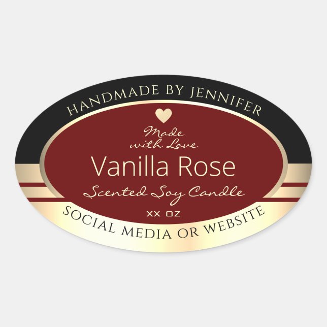 Classy Product Labels Black Black Burgundy Gold (Front)
