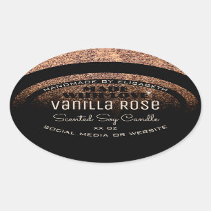 Classy Product Labels Black Rose Gold Glitter Rain