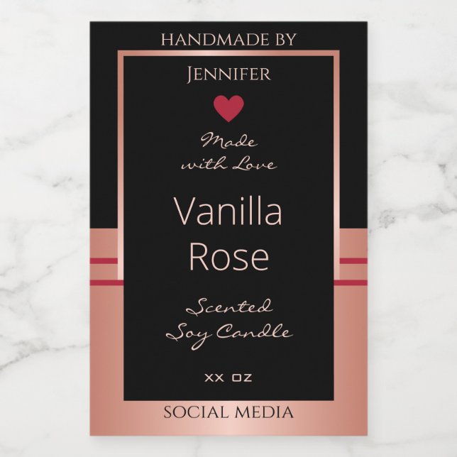 Classy Product Packaging Label Black and Rose Gold (Single Label)