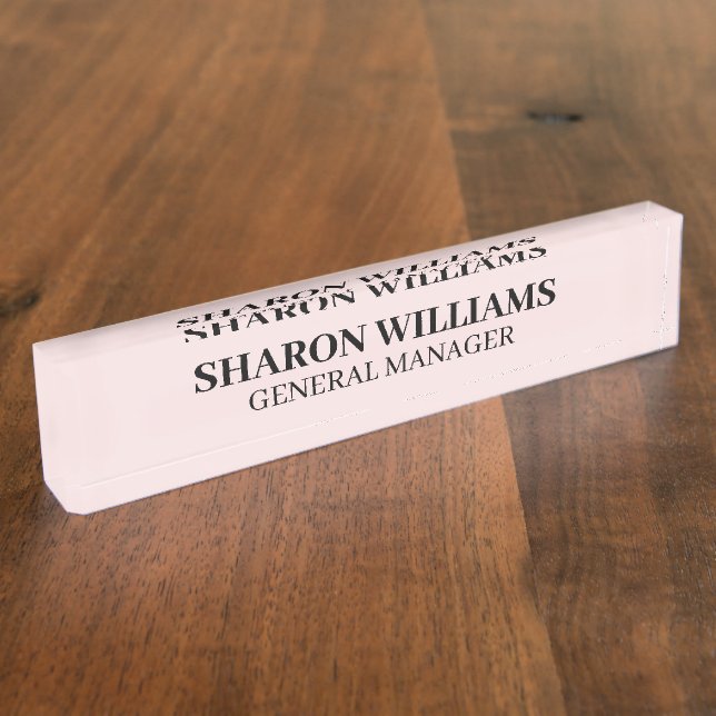 Classy Professional Blush Pink Office Title Desk Nameplate (Side)